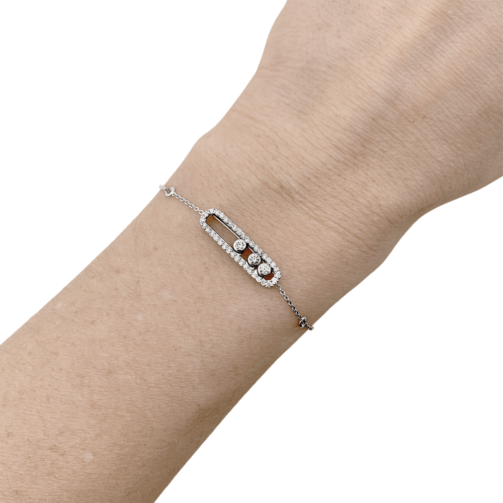 Bracelet Messika, "Baby Move Pavé", or blanc et diamants. 6