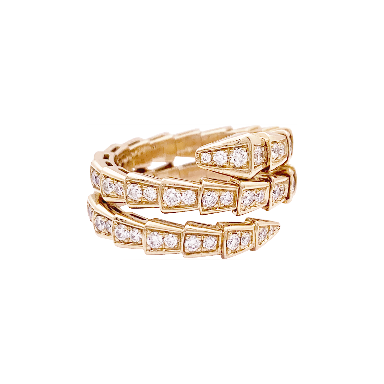 Bague Bulgari, "Serpenti Viper", or rose, diamants. 3