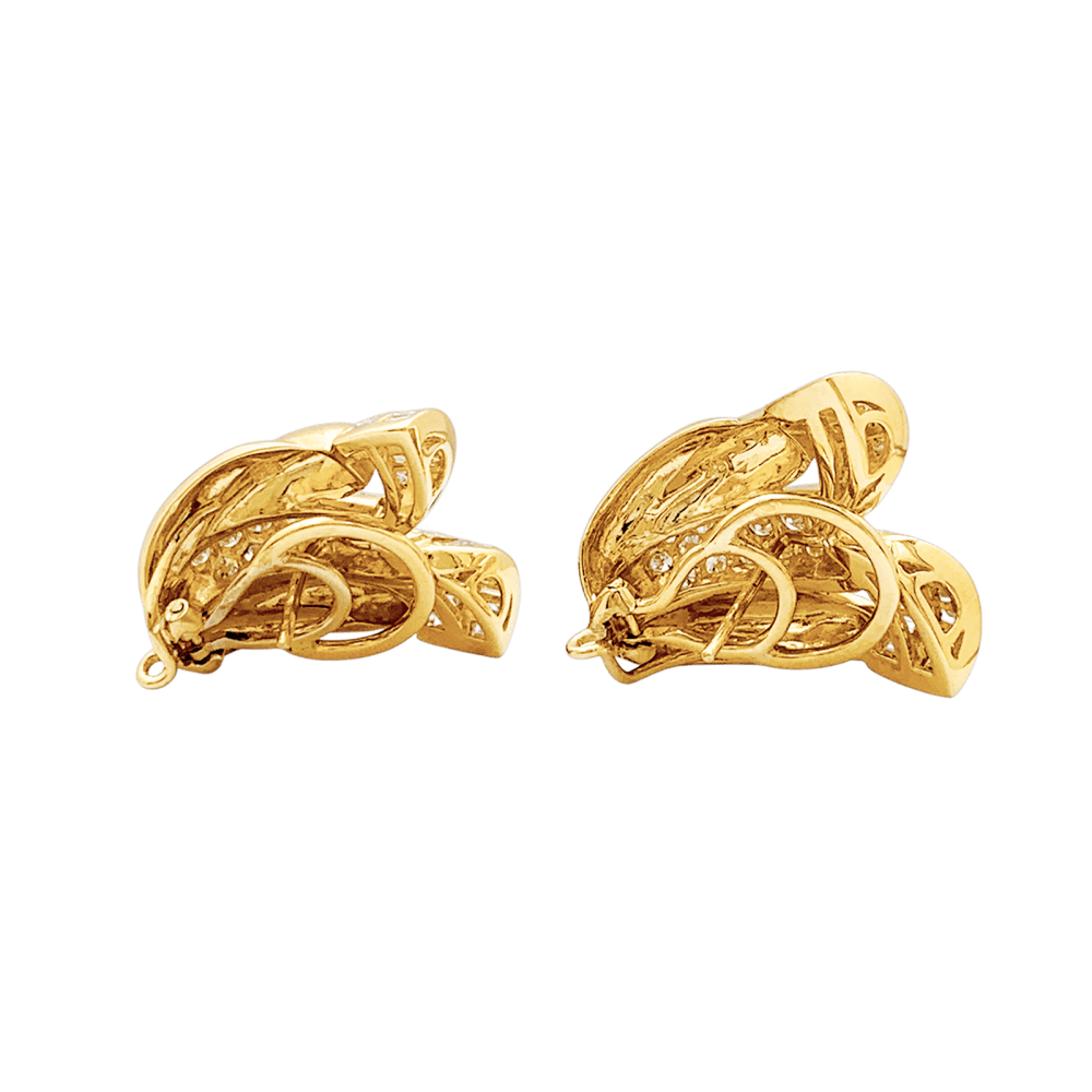 Boucles d'oreilles "Tulipe" en or jaune et diamants. 4