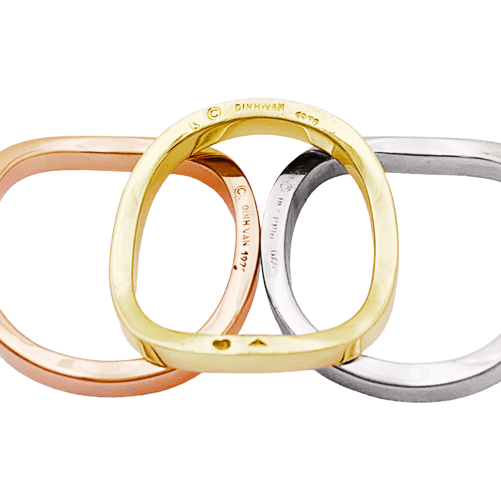 Bague Dinh Van trois anneaux en trois tons d'or. 4