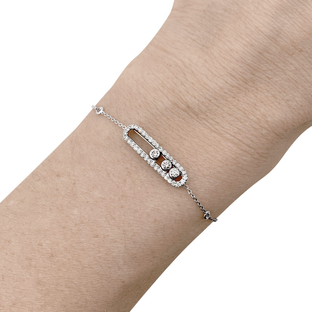 Bracelet Messika, "Baby Move Pavé", or blanc et diamants. 5