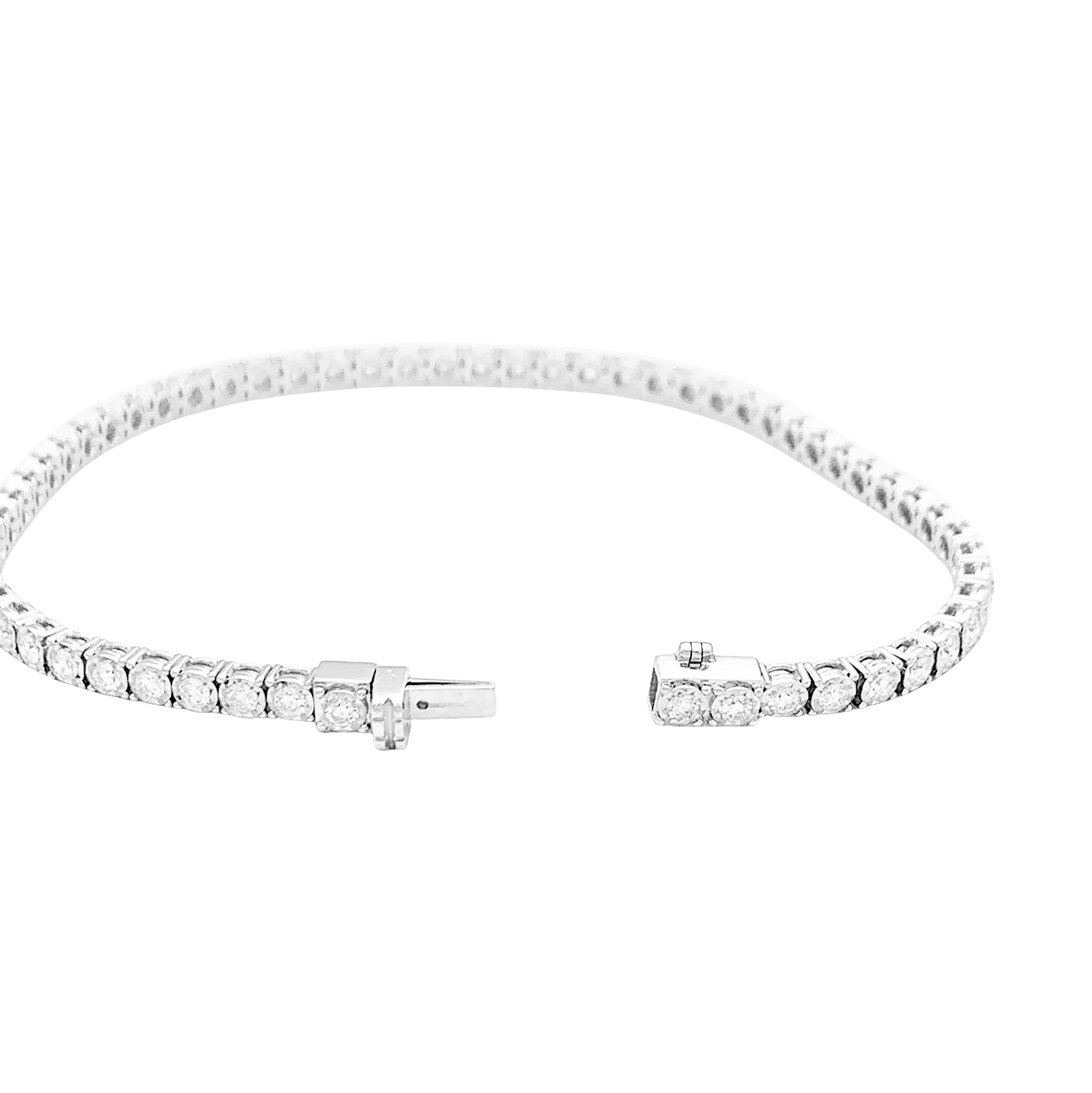 Bracelet ligne or blanc, diamants. 3