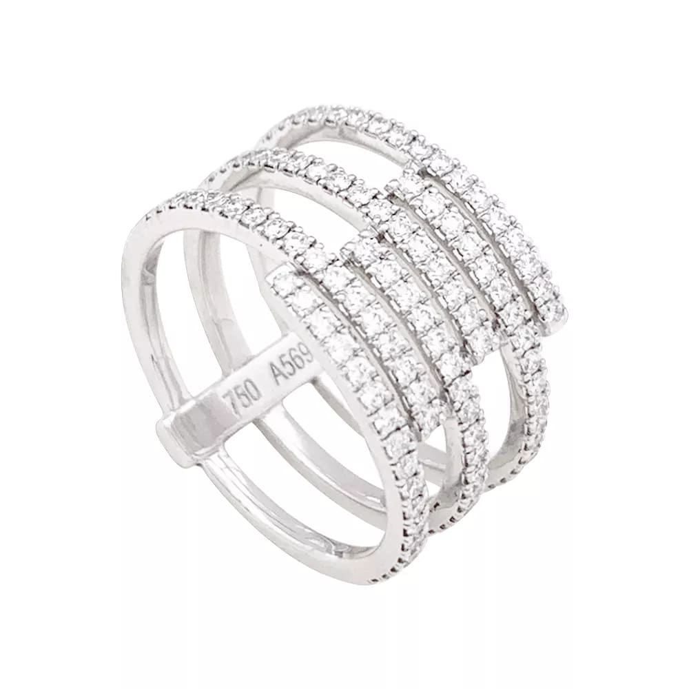 Bague Messika "Gatsby", or blanc, diamants. 4