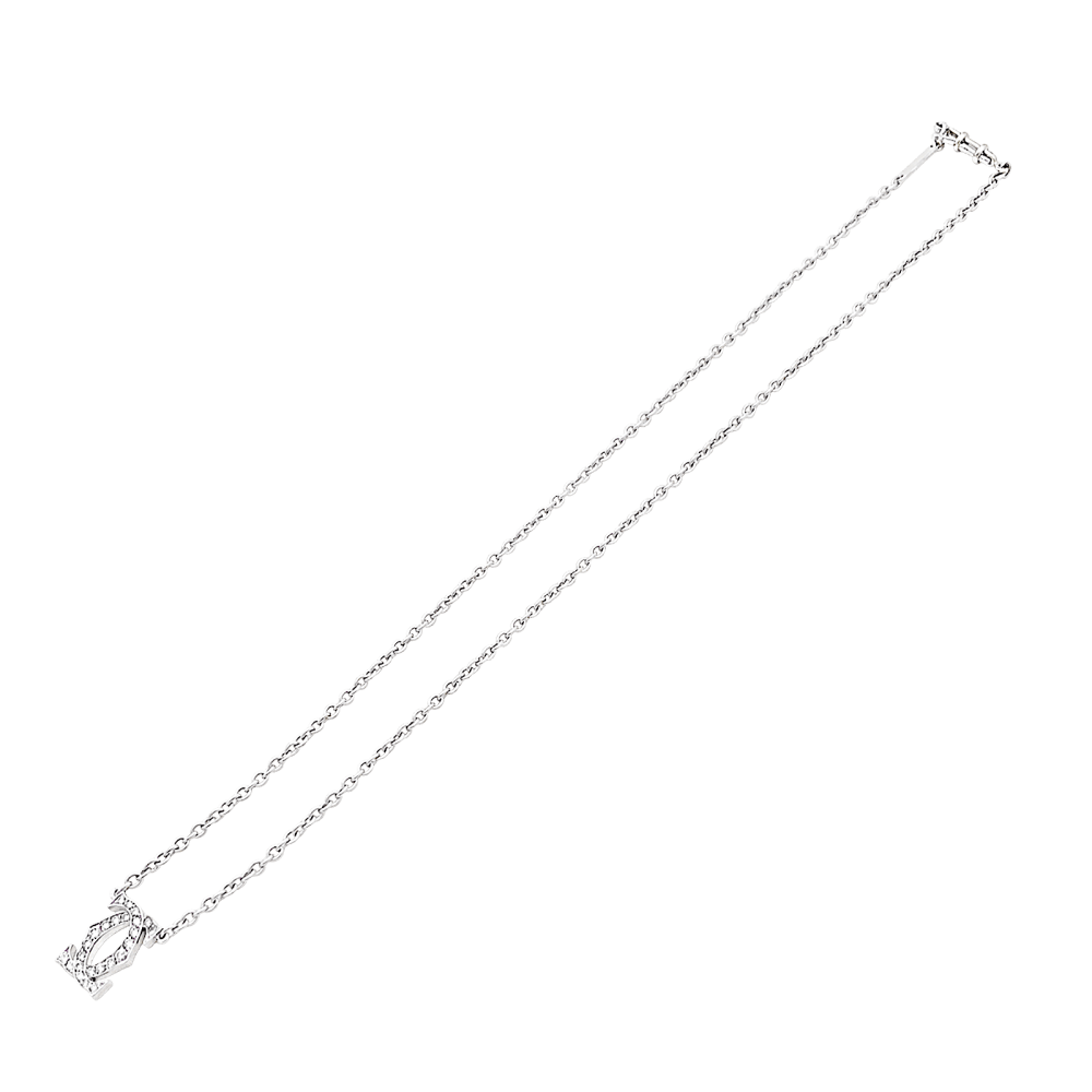Collier Cartier, "Double C", or blanc et diamants. 4