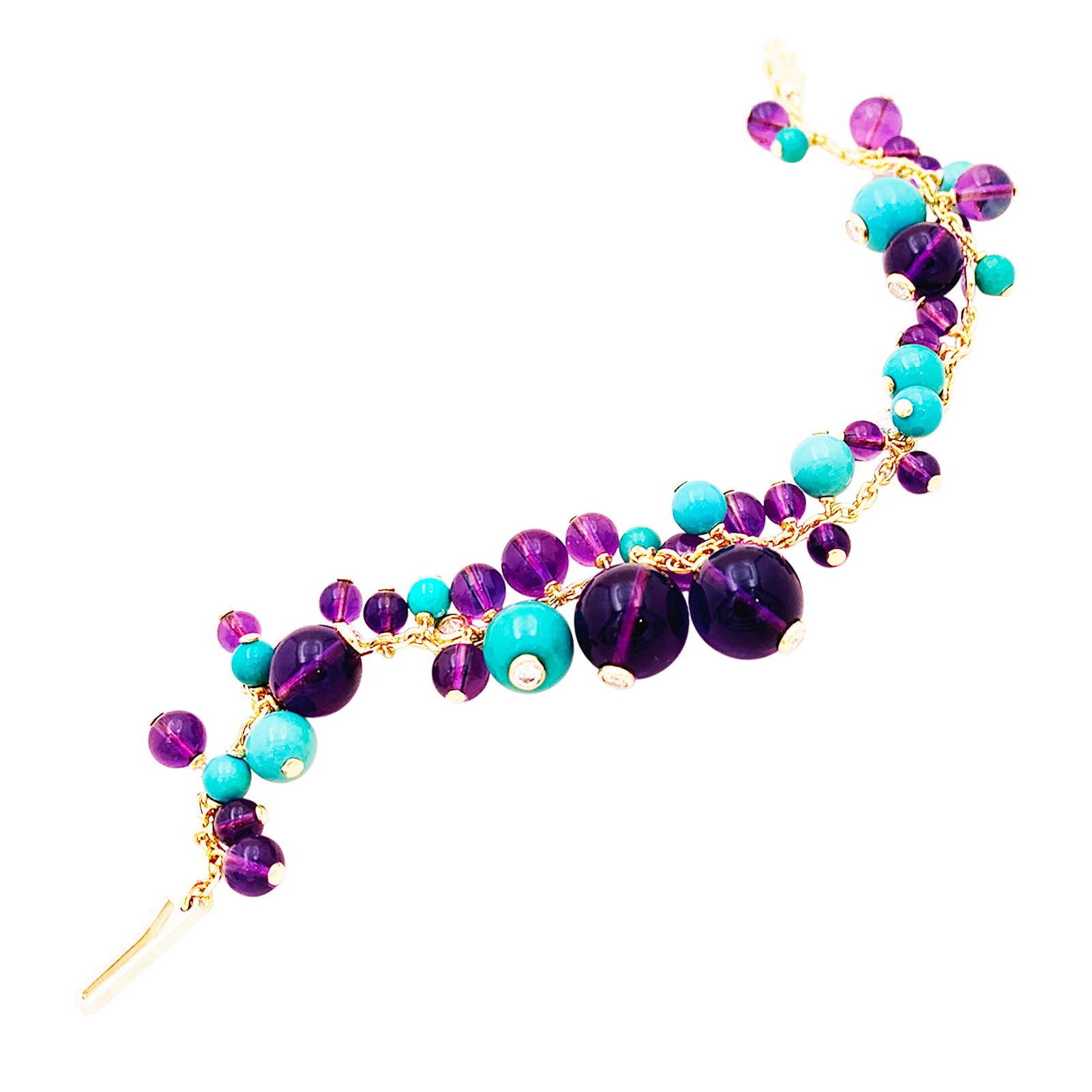 Bracelet CARTIER, modèle "Délices de Goa", or rose, améthyste, turquoises et diamants. 4