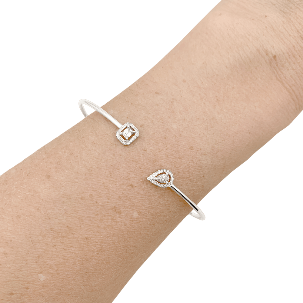 Bracelet Messika, "Jonc Flex Toi & Moi My Twin", or blanc et diamants. 6