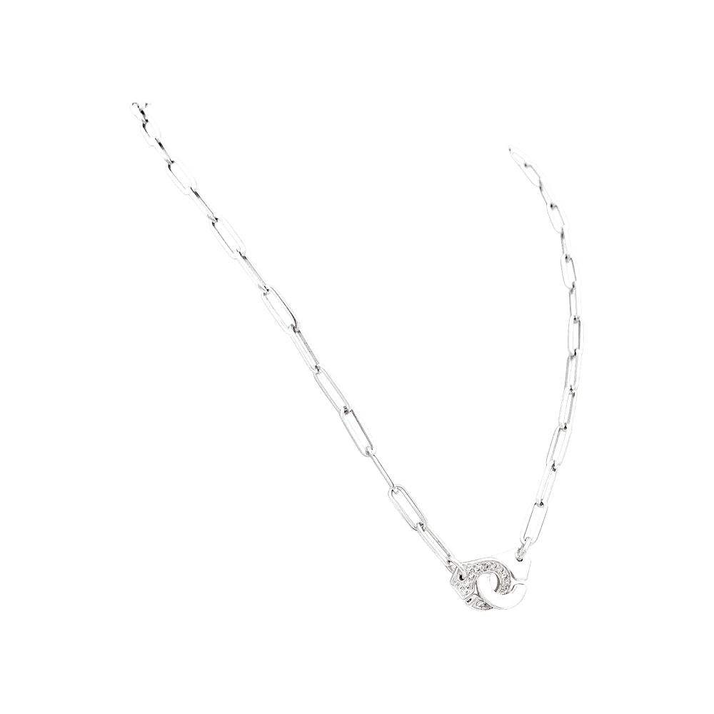 Collier Dinh Van, "Menottes", or blanc, diamants 3