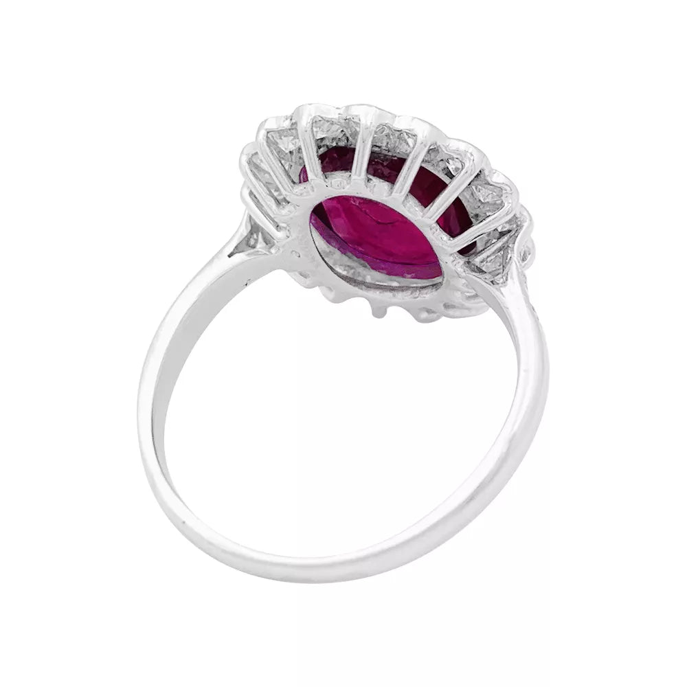 Bague Pompadour rubis, platine, or blanc, diamants. 3