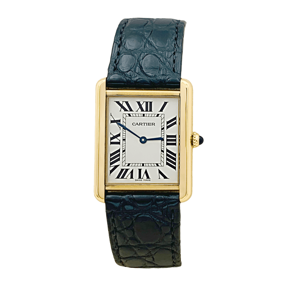 Montre Cartier, "Tank Solo", or jaune et acier. 1