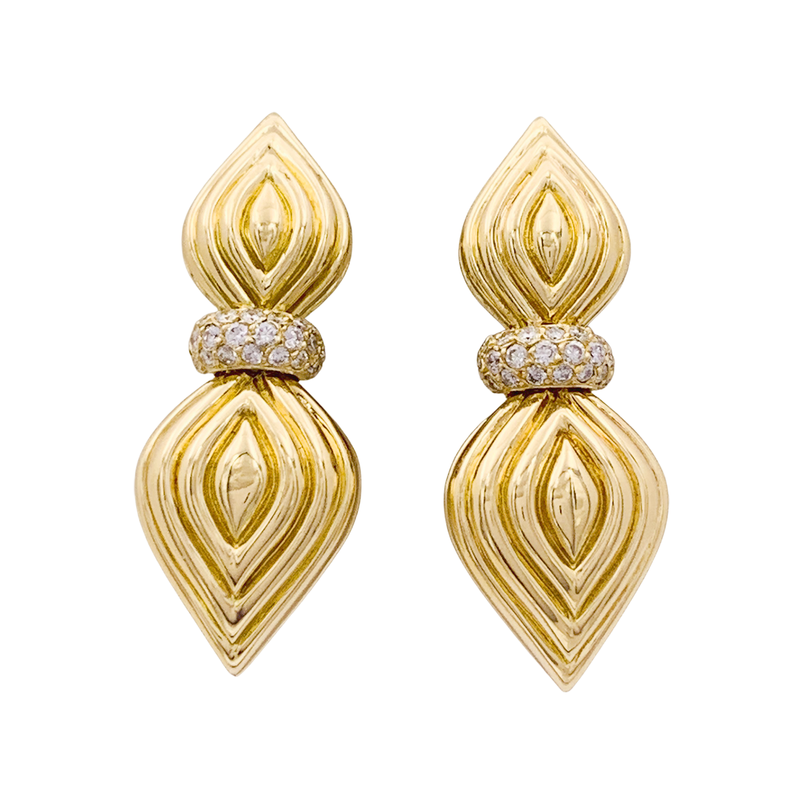 Boucles d'oreilles O.J. PERRIN, or jaune, diamants. 1