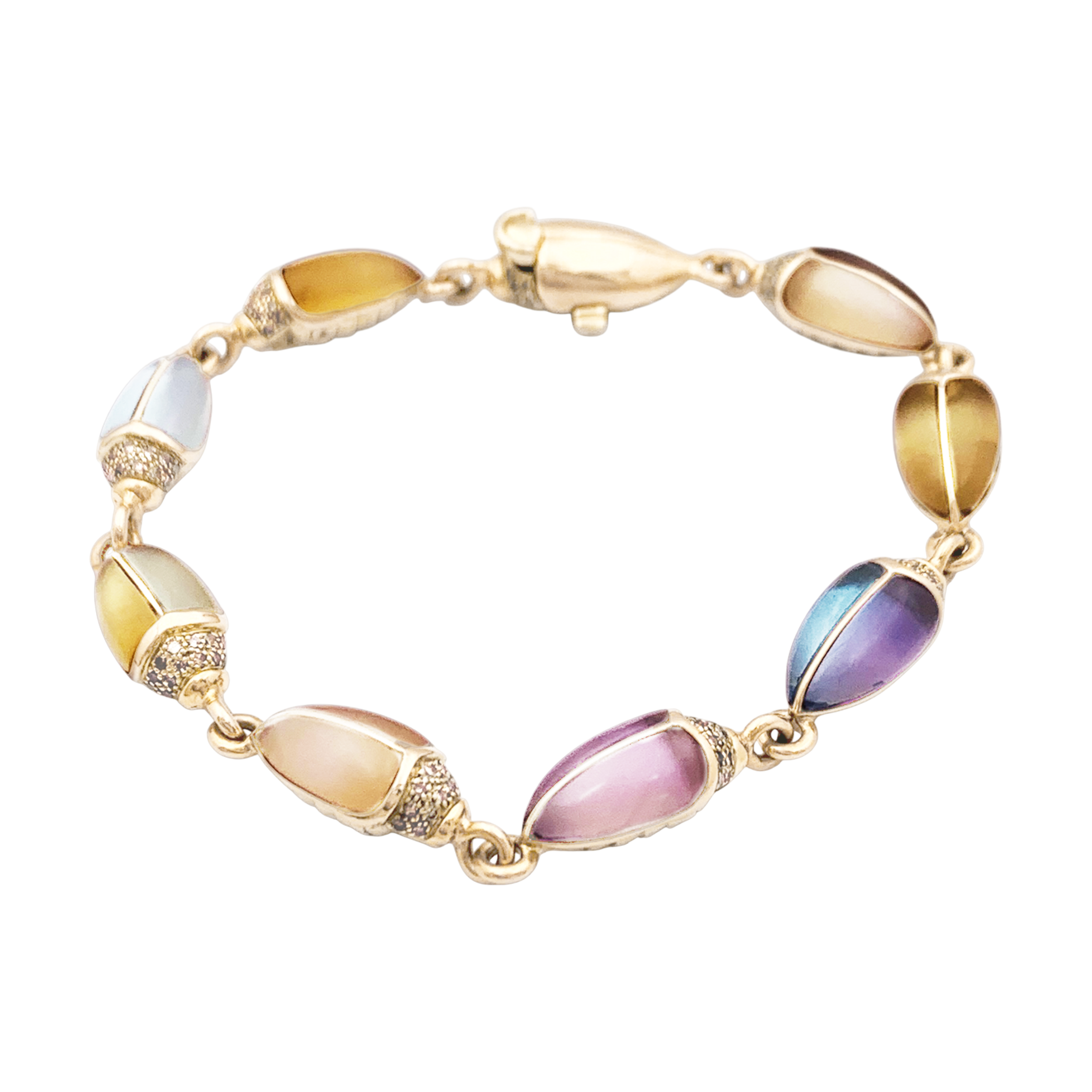 Bracelet Bibi Van Der Velden , «Mini Scarab Opal Eternity», or rose, pierres de couleurs. 1