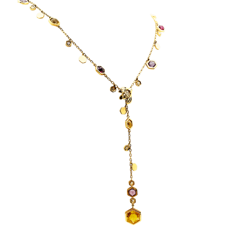 Collier Piaget, "Magic Garden Limelight", or jaune, diamants, pierres de couleur. 4
