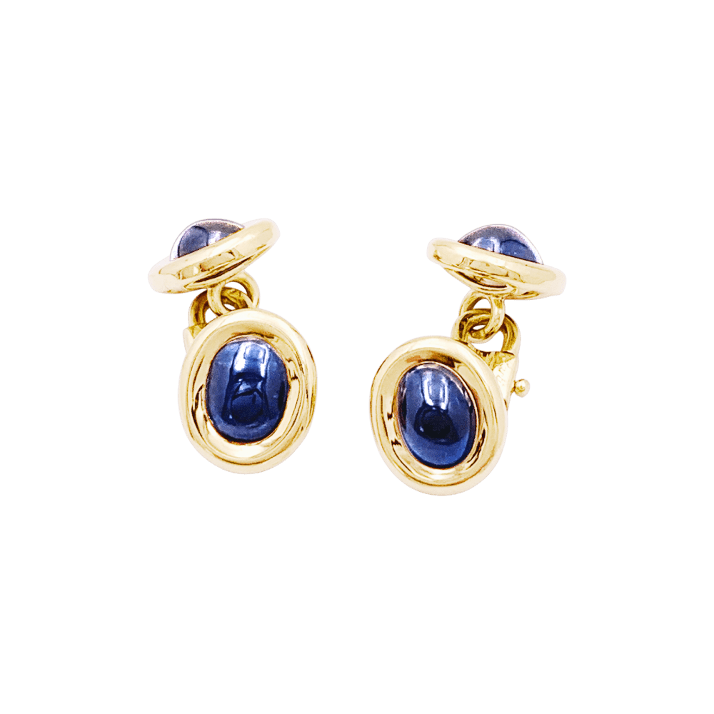 Boutons de manchette Cartier, or jaune, saphirs. 2