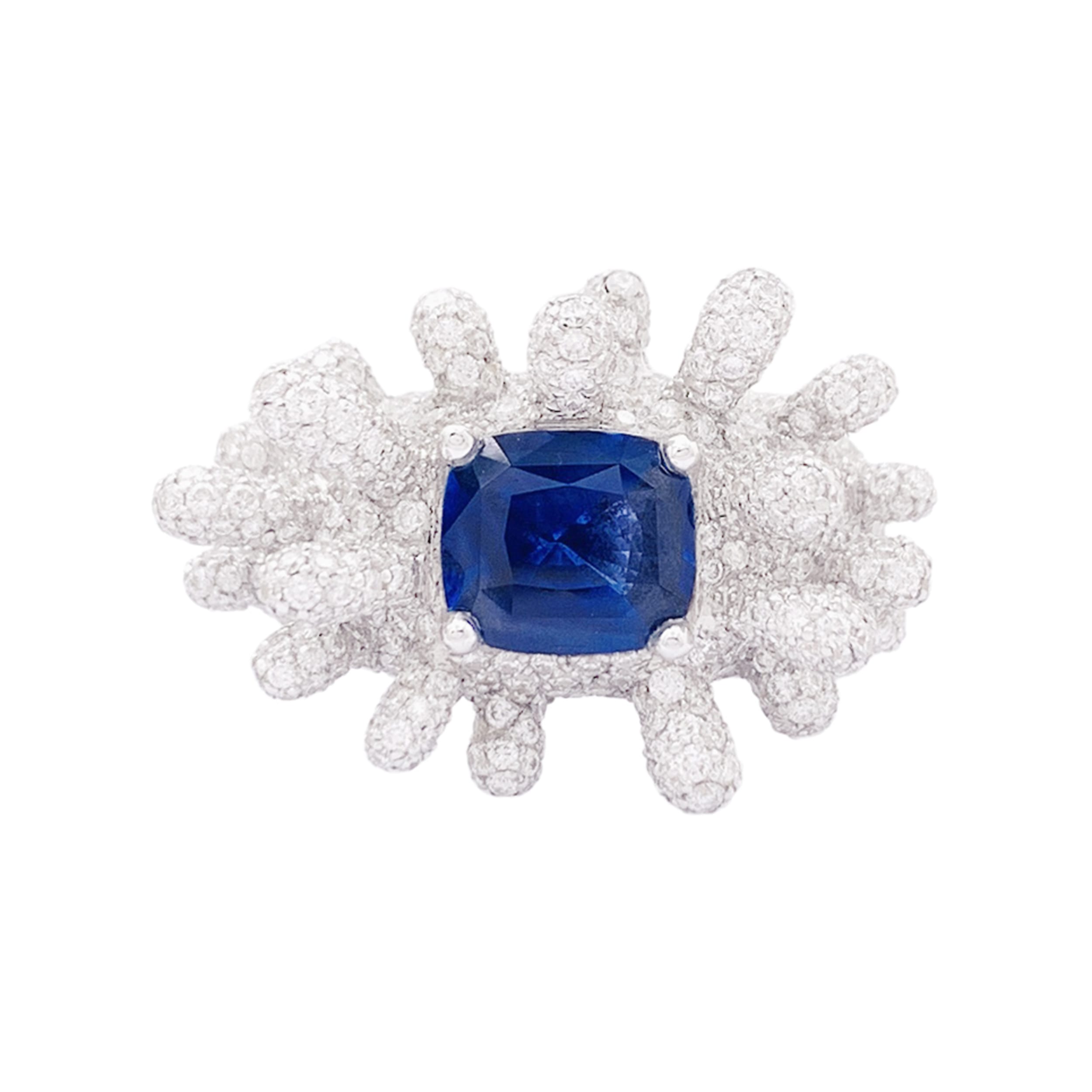Bague Manalys en or blanc, diamants et saphir. 1