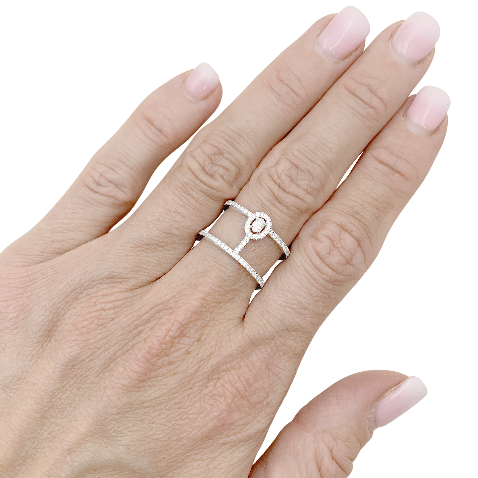 Bague Messika "Glam'Azone" or blanc, diamants. 7