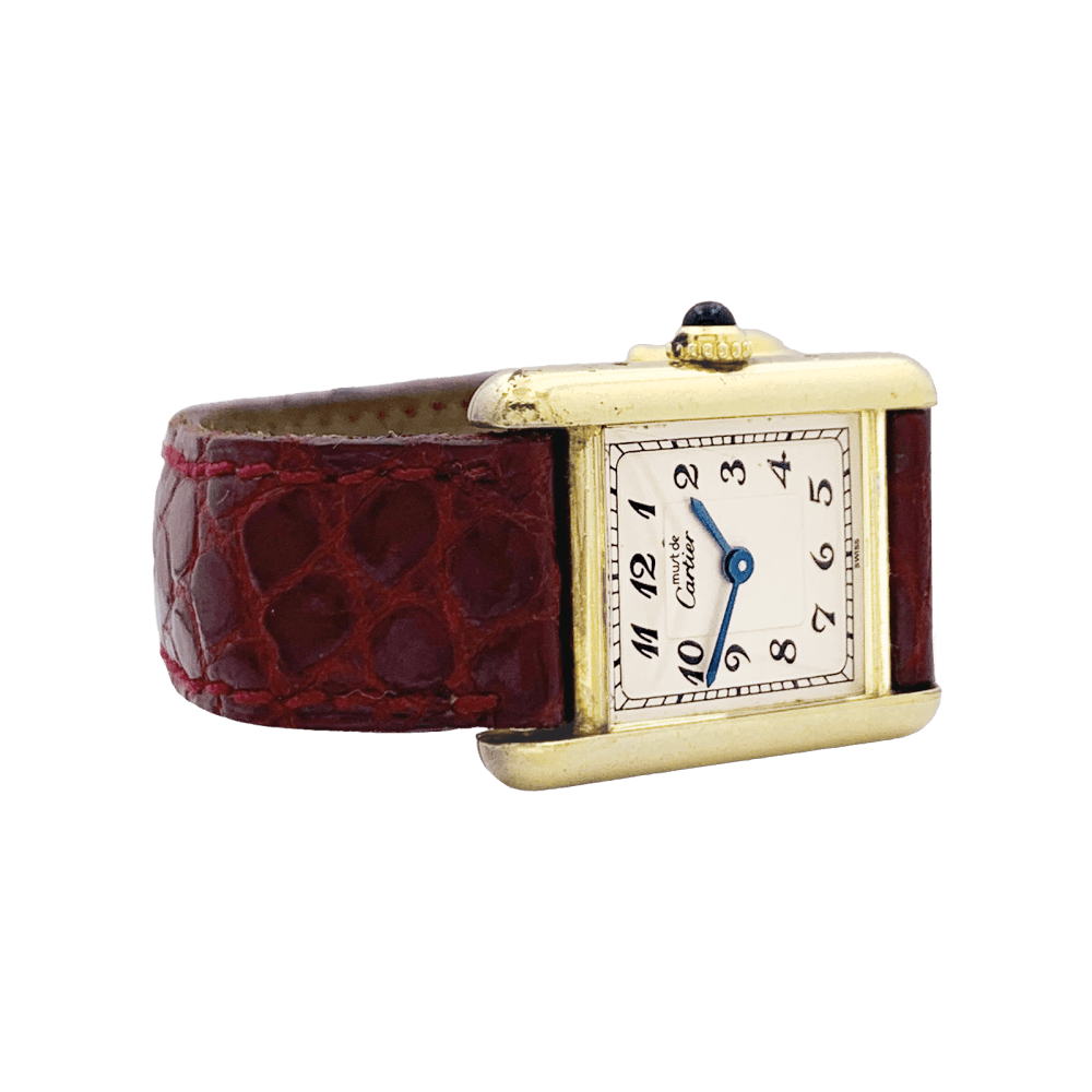 Montre Cartier,"Must de Cartier", vermeil, cuir. 3