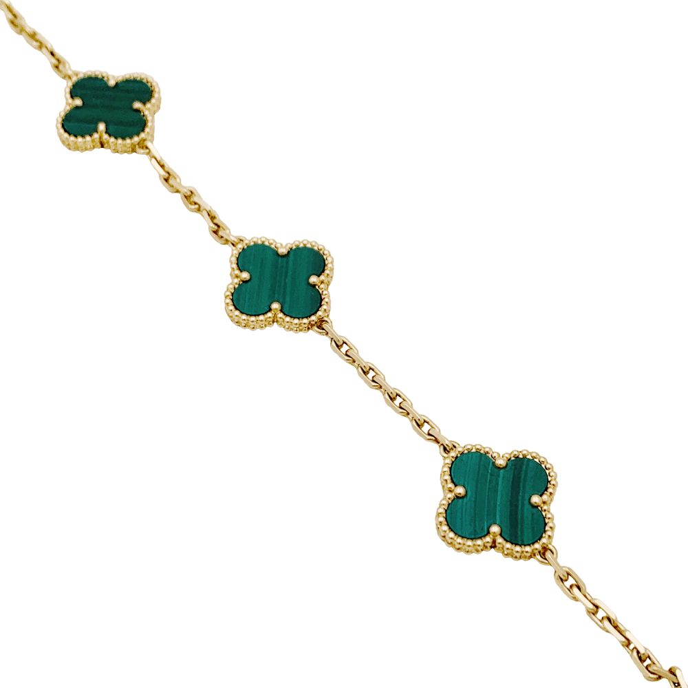 Bracelet Van Cleef & Arpels, "Vintage Alhambra", or jaune, malachite. 3
