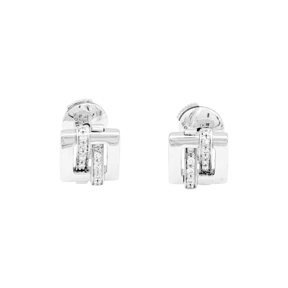 Boucles d'oreilles Boucheron, "Déchaînée", or blanc, diamants. 4