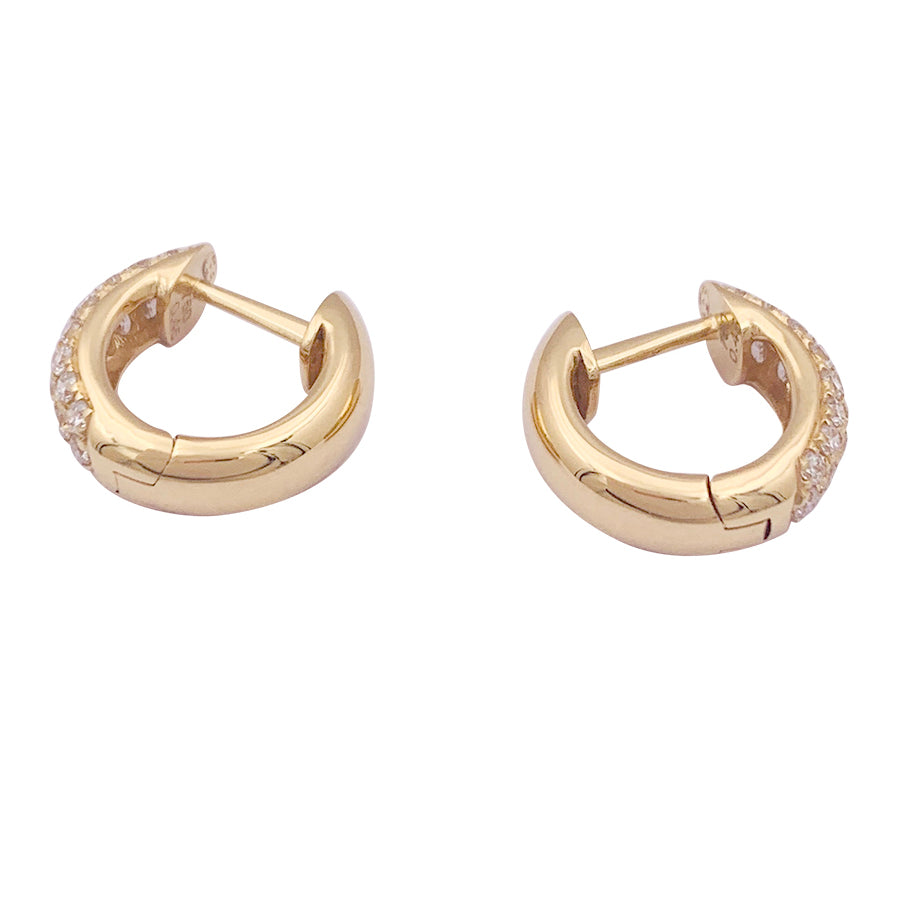 Paire de créoles or jaune, diamants. 1