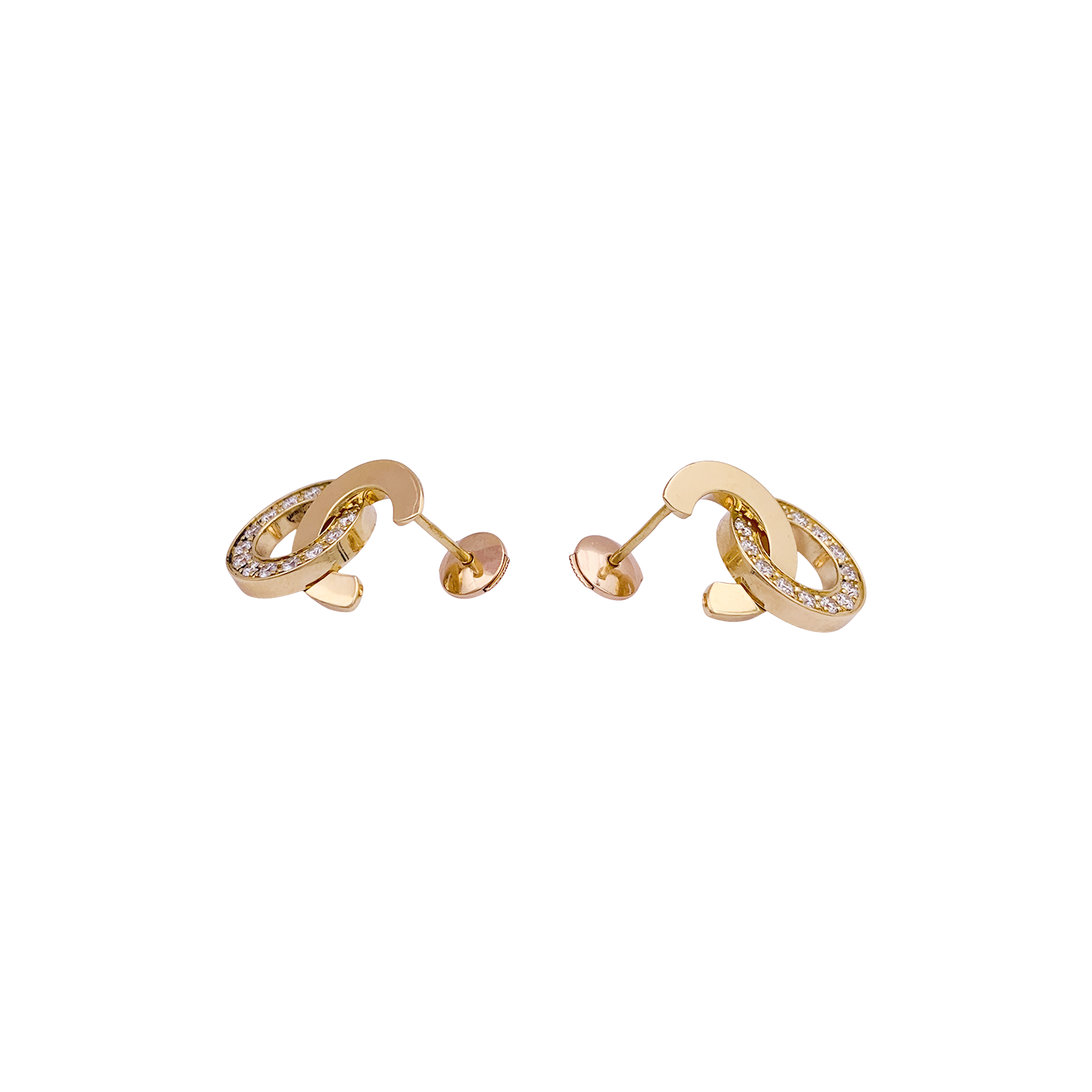 Boucles d'oreilles PIAGET "POSSESSION" or rose, diamants. 4