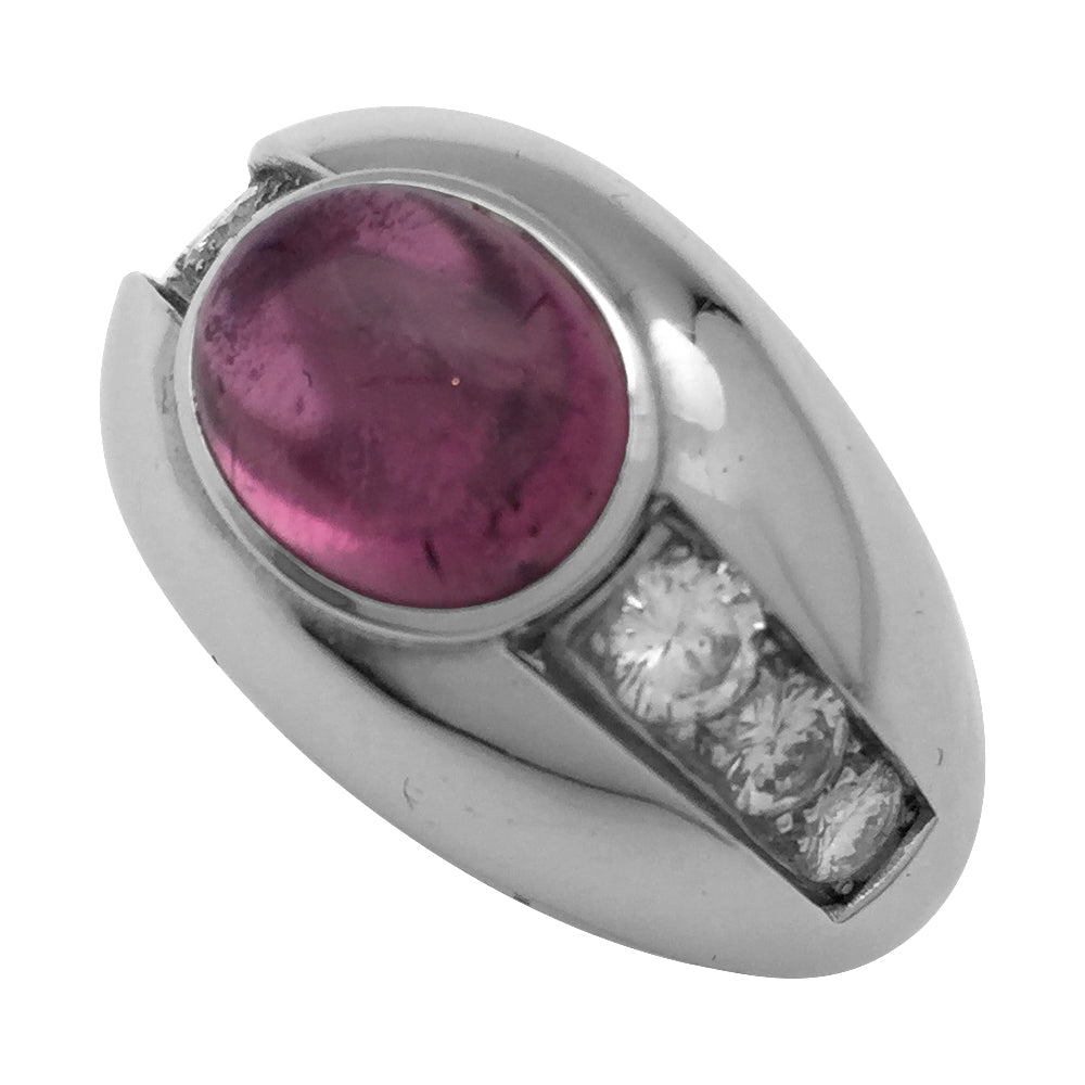Bague en or blanc, tourmaline rose et diamants. 3