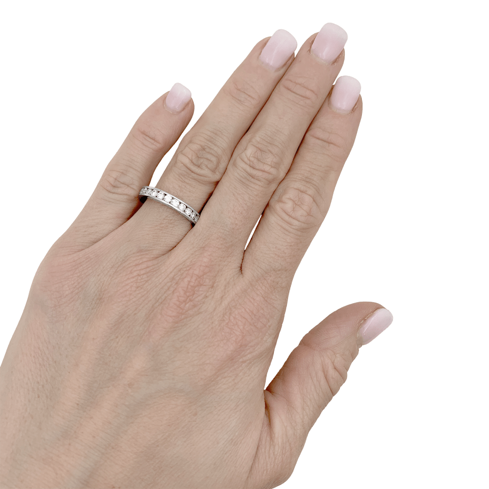 Bague alliance Tiffany & Co.,"Setting", platine et diamants. 6