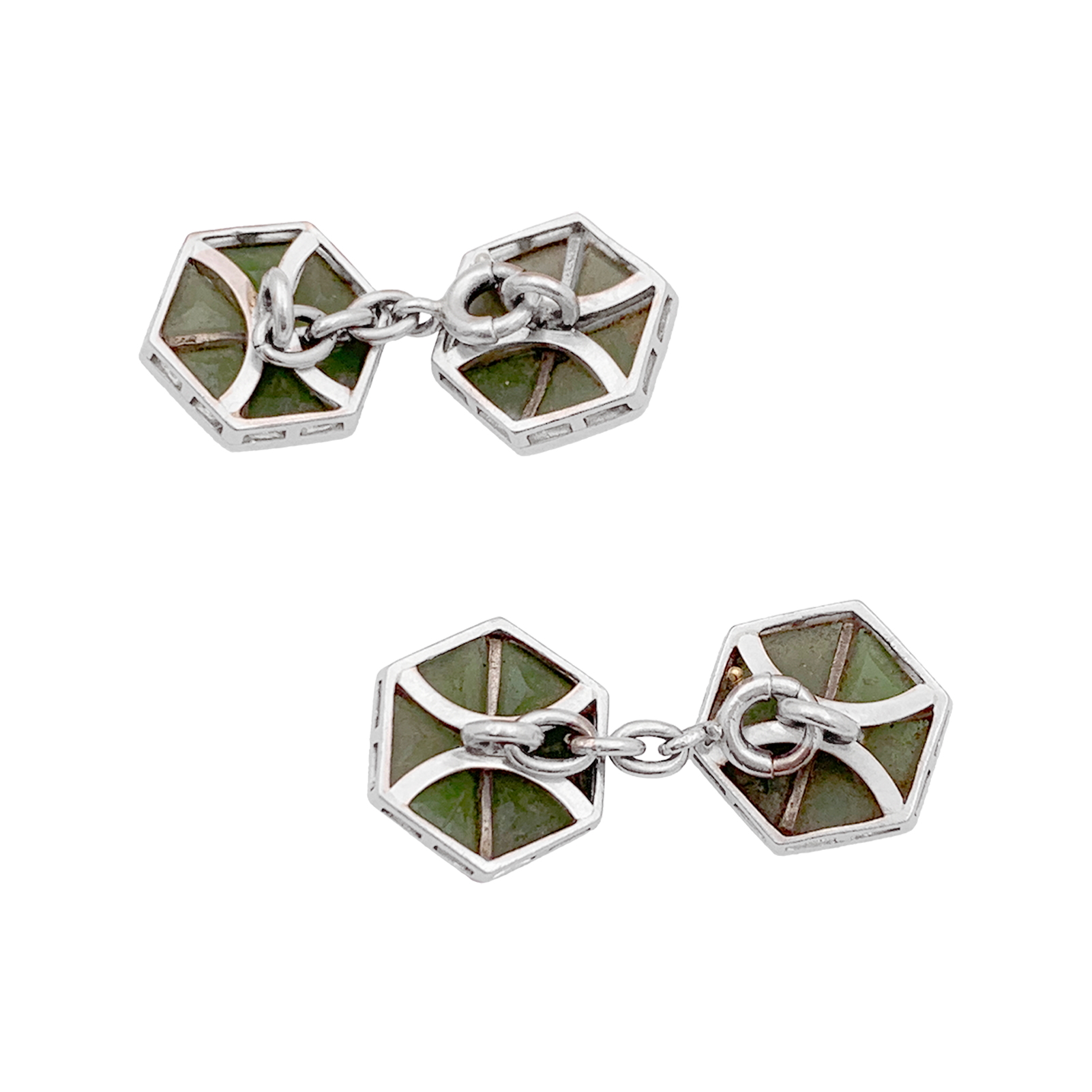 Boutons de manchette jade néphrite et platine. 3