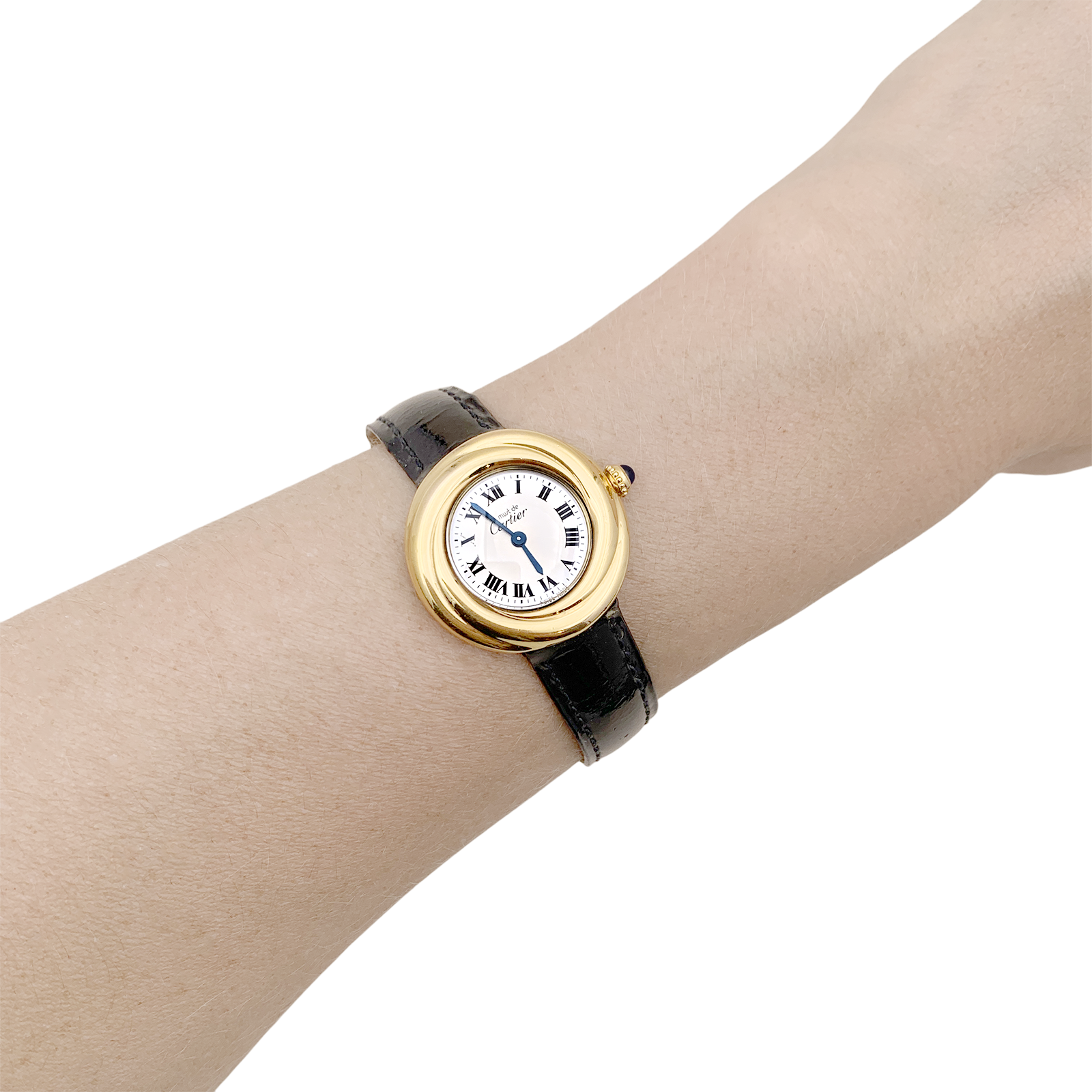 Montre Cartier, "Trinity Must", argent plaqué or, cuir. 4