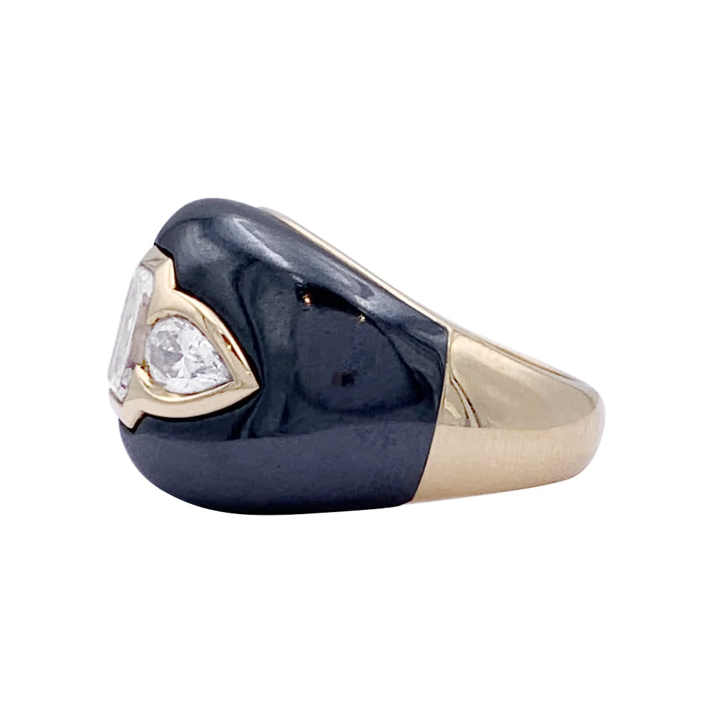 Bague Bulgari, or jaune, hématite, diamants. 2