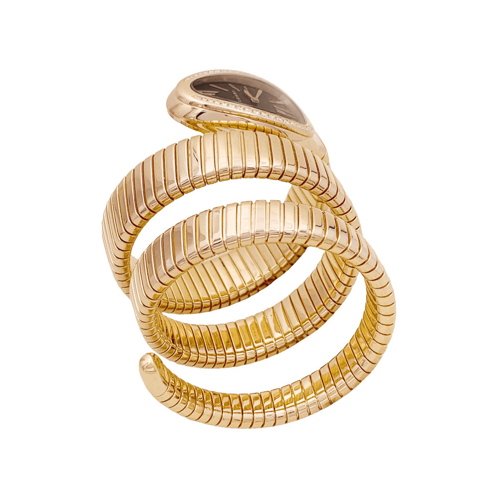 Montre Bulgari, “Serpenti Tubogas”, or rose, diamants. 3