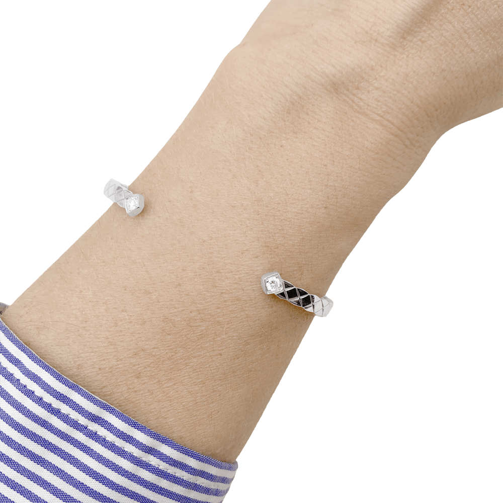 Bracelet Chanel, "Coco Crush", or blanc, diamants.   7