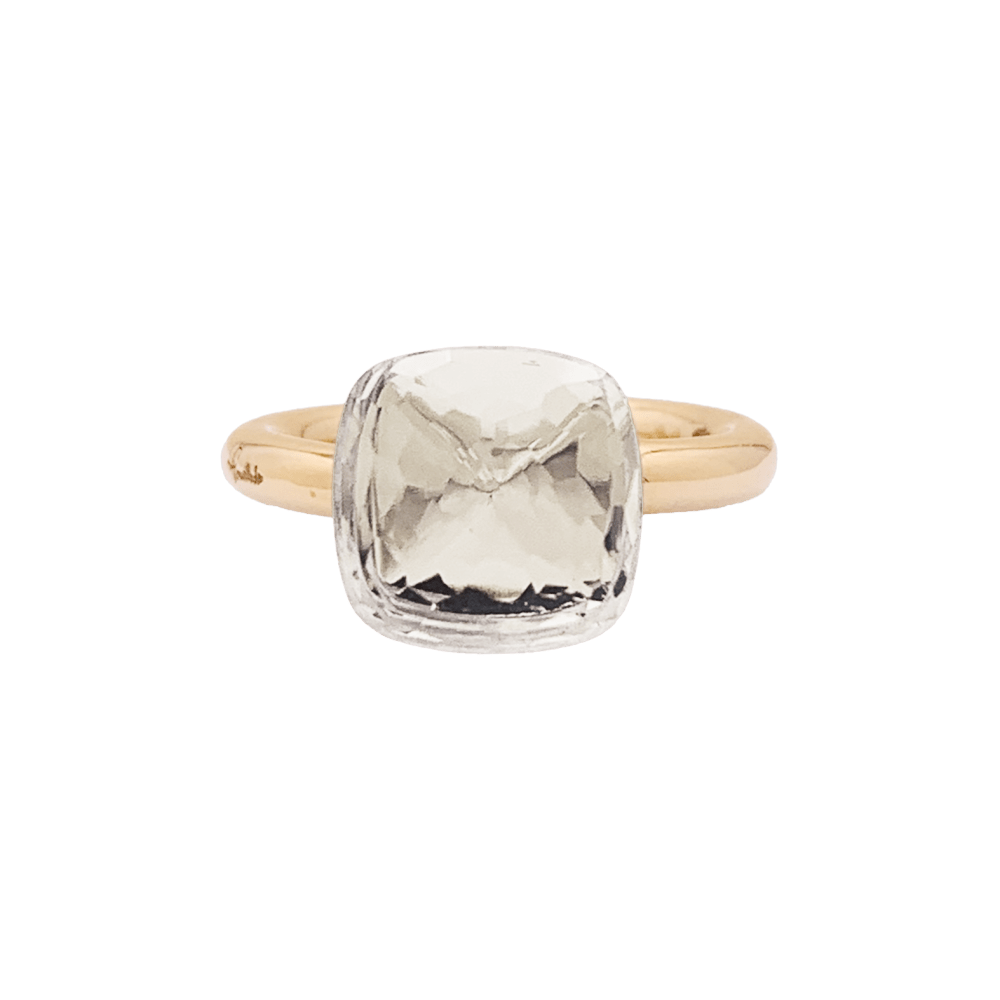 Bague Pomellato, collection "Nudo Classic", or rose et topaze blanche. 1