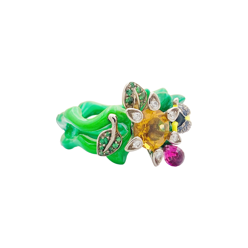 Bague Dior, "Milly Carnivora", laque, diamants, pierres de couleur. 4