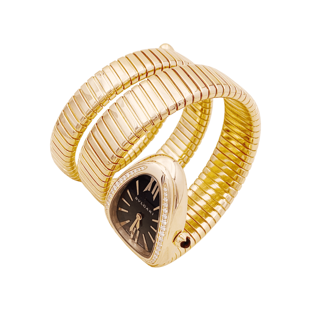 Montre Bulgari, “Serpenti Tubogas”, or rose, diamants. 4