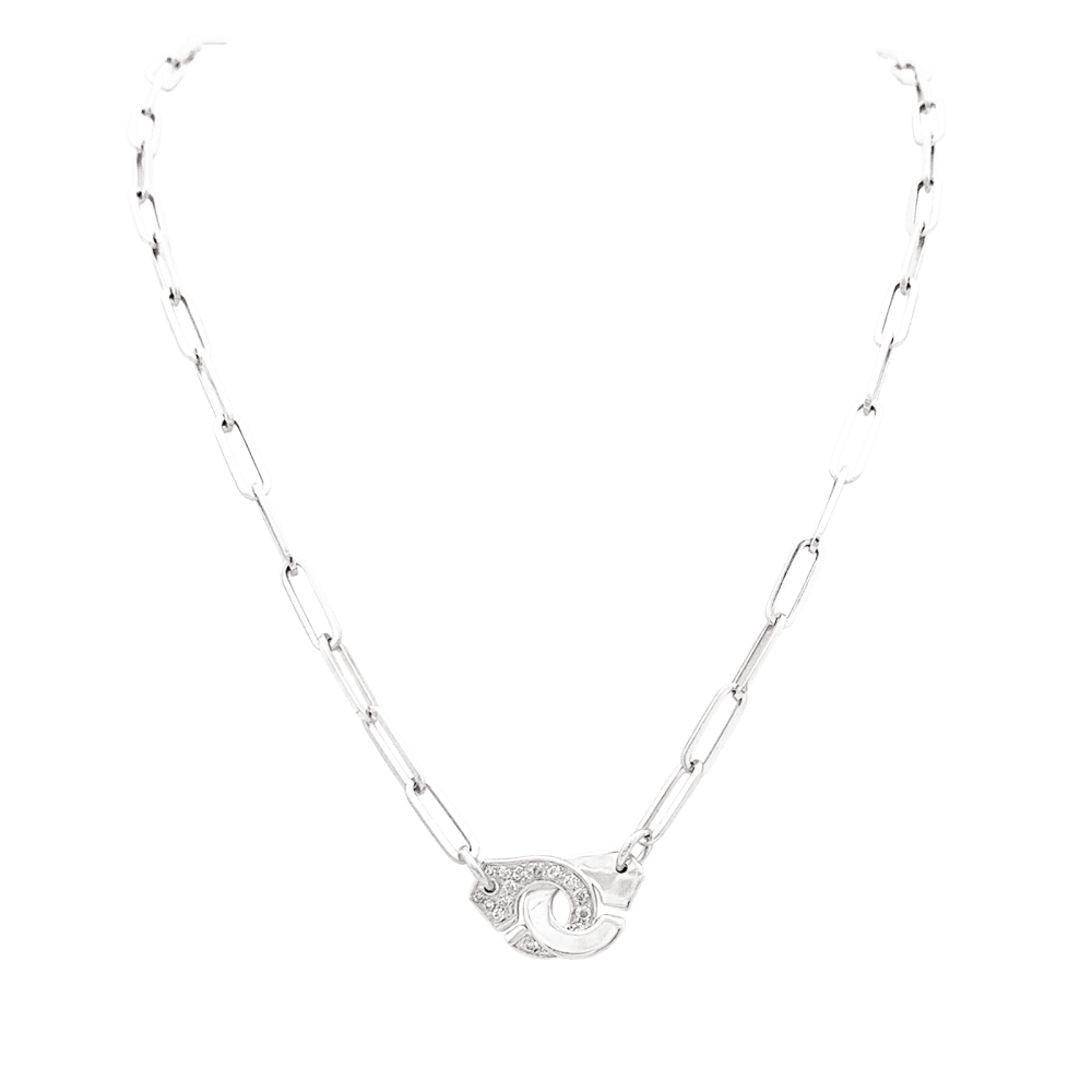 Collier Dinh Van, "Menottes", or blanc, diamants 1