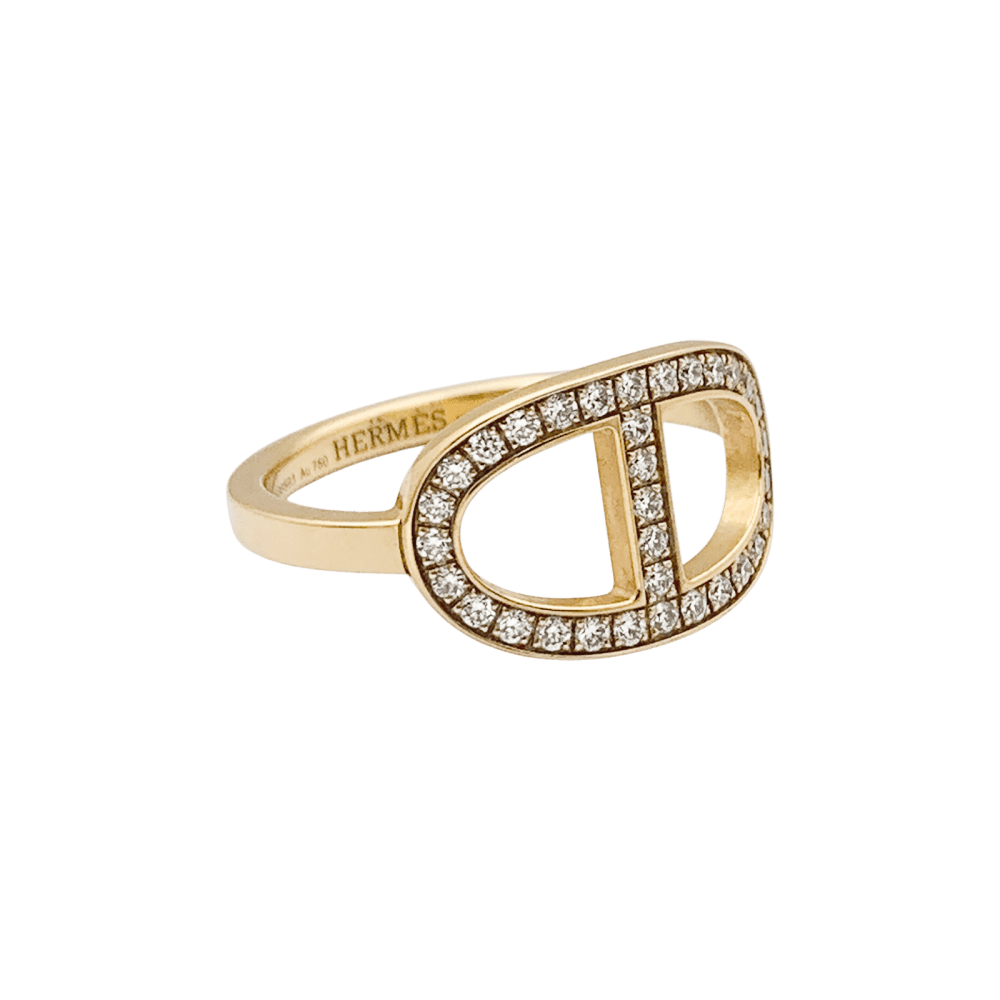 Bague Hermès, "Chaîne d'ancre contour", or rose, diamants. 2