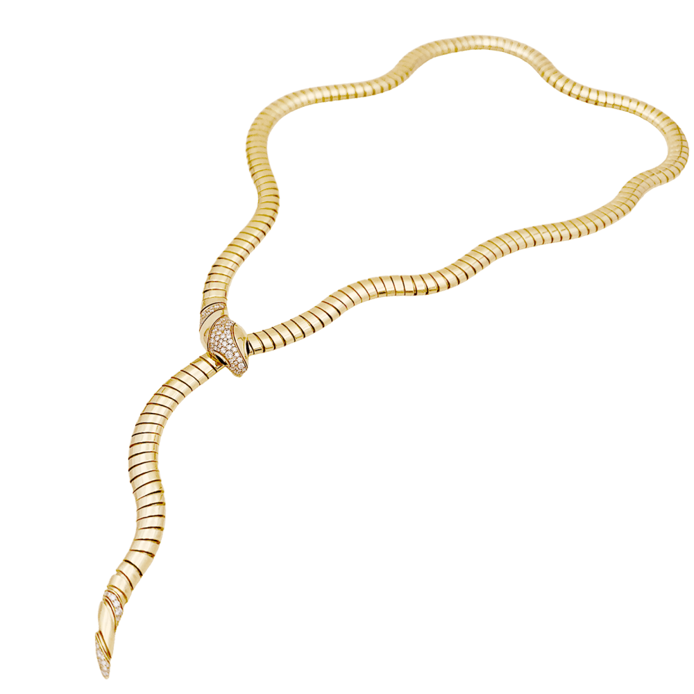Collier Bulgari, « Serpenti Tubogas », or jaune, diamants, onyx. 4