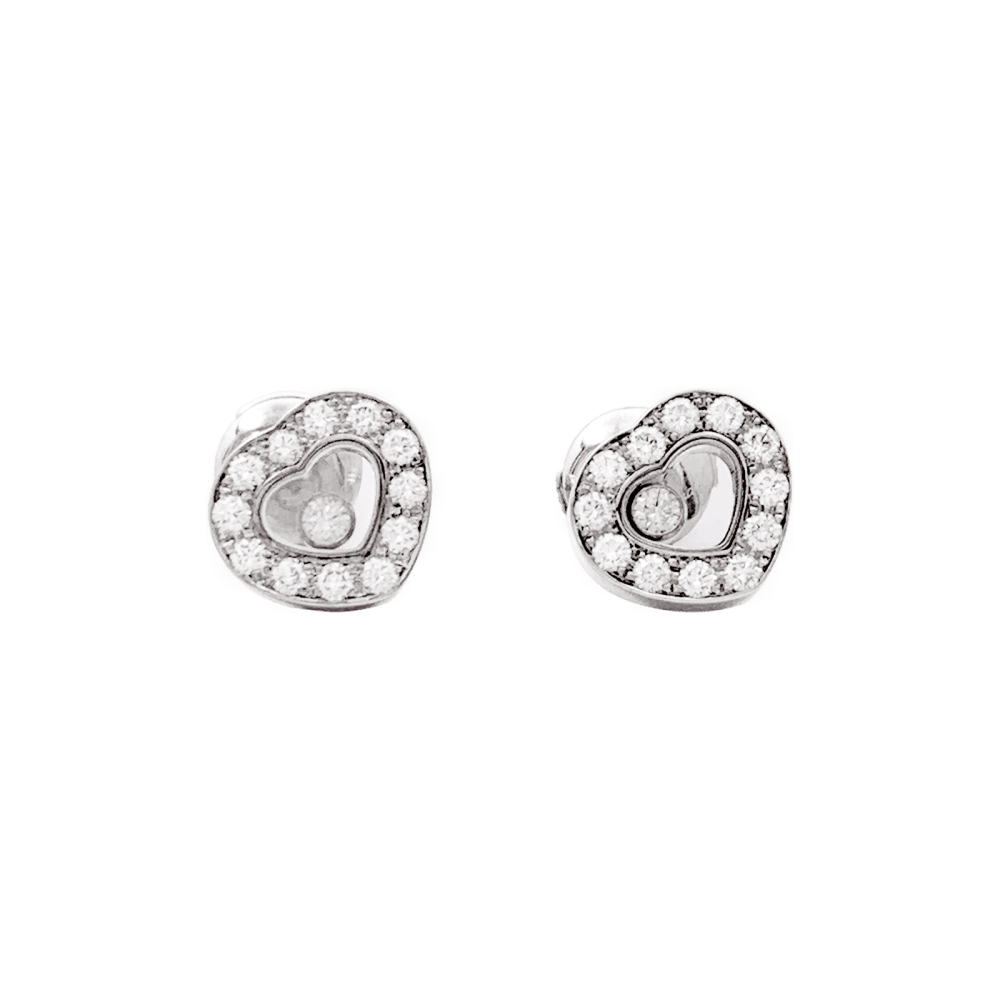 Boucles d'oreilles Chopard, "Happy Diamonds", or blanc et diamants. 3