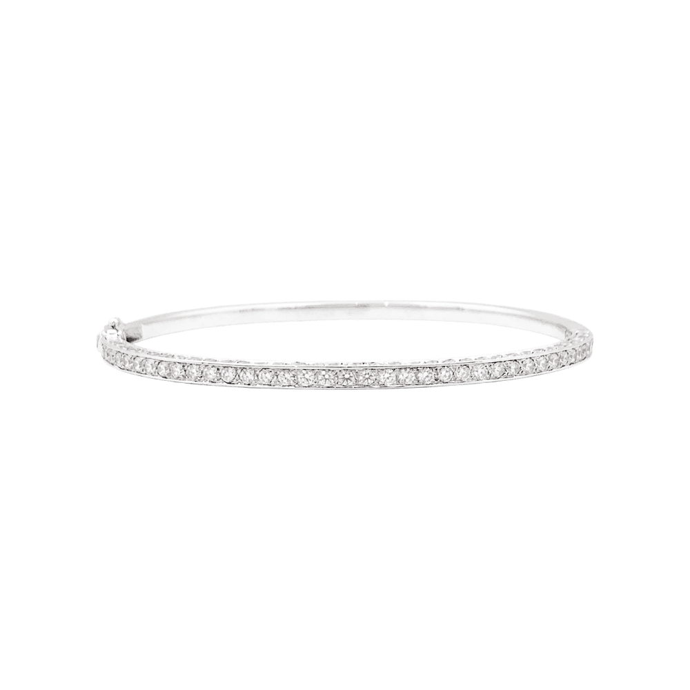 Bracelet jonc, or blanc et diamants. 4