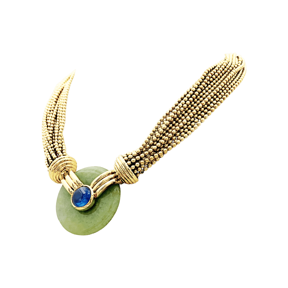 Collier Verney, or jaune, jade et saphir. 3