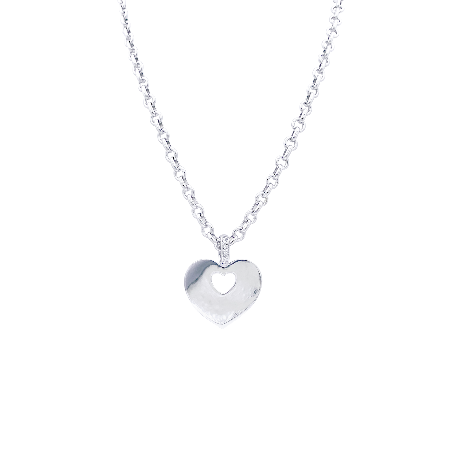 Collier Poiray "Coeur Secret" or blanc, diamants. 2