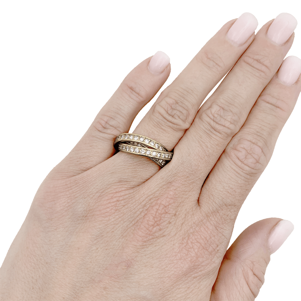 Bague Cartier, "Trinity", or jaune et diamants. 4