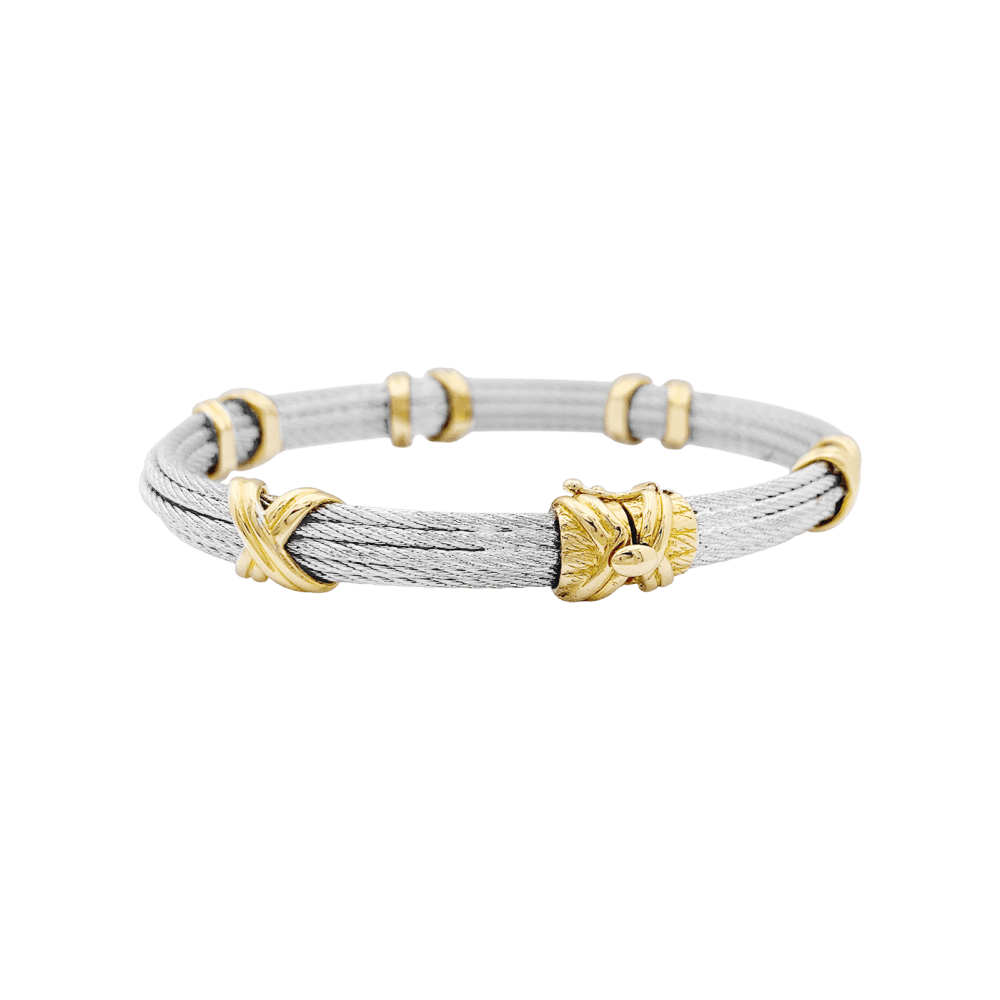 Bracelet FRED vintage, "Force 10", or jaune, acier. 3