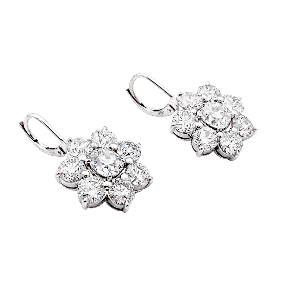 Boucles d'oreilles dormeuses, or blanc et diamants. 3