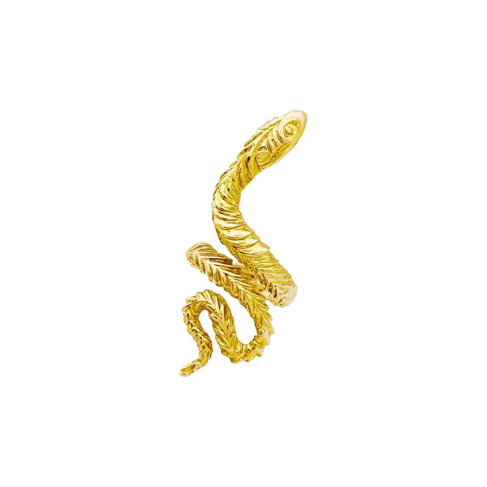 Bague Serpent En Or Jaune 14 Carats Fait Main - Bague Minimaliste, Réglable, Personnalisable, Fabriquée En Inde
