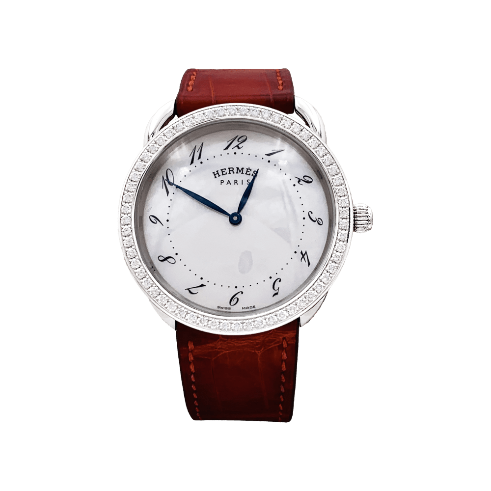 Montre Hermès,"Arceau", acier, diamants. 1