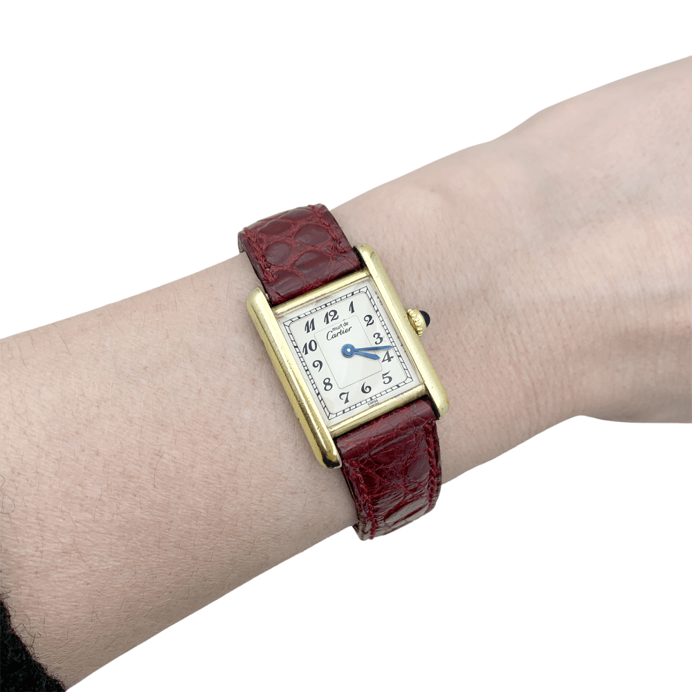 Montre Cartier,"Must de Cartier", vermeil, cuir. 8