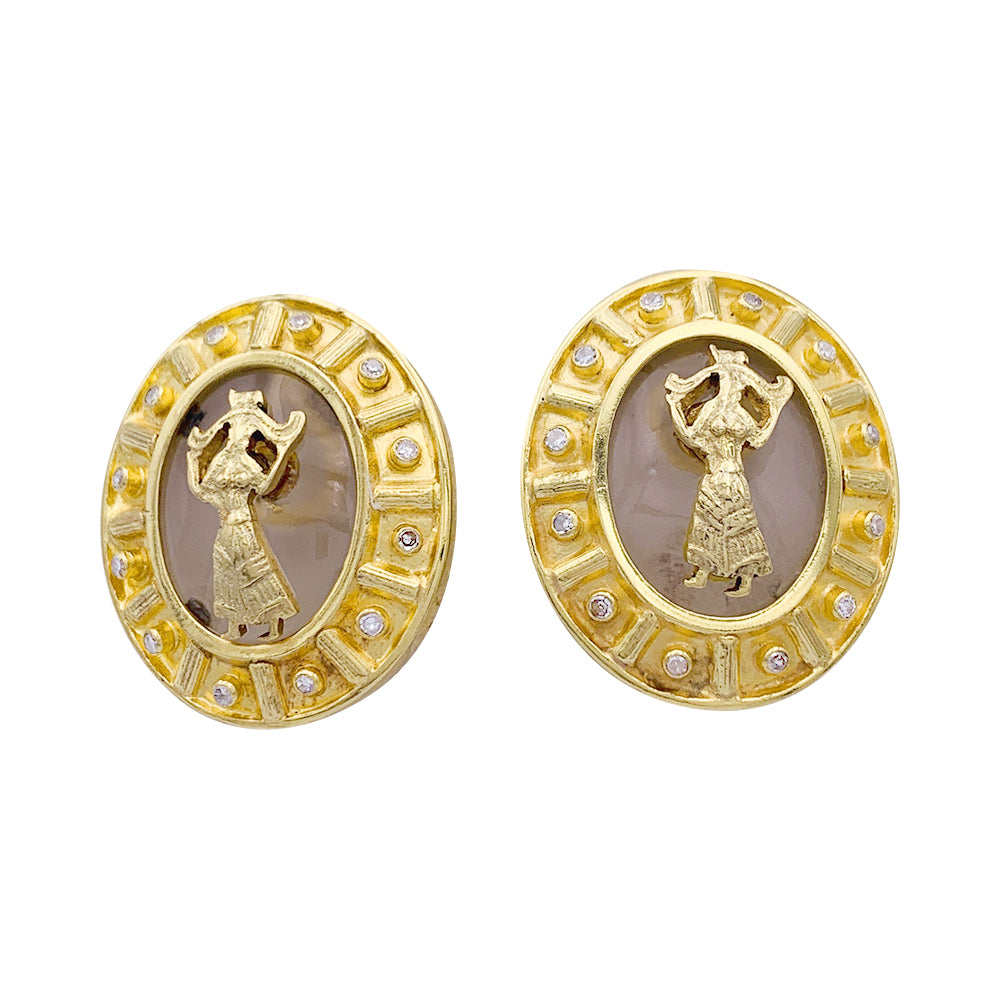 Boucles d'oreilles Lalaounis, "Bouclier d'Achilles", or jaune, cristal de roche. 4