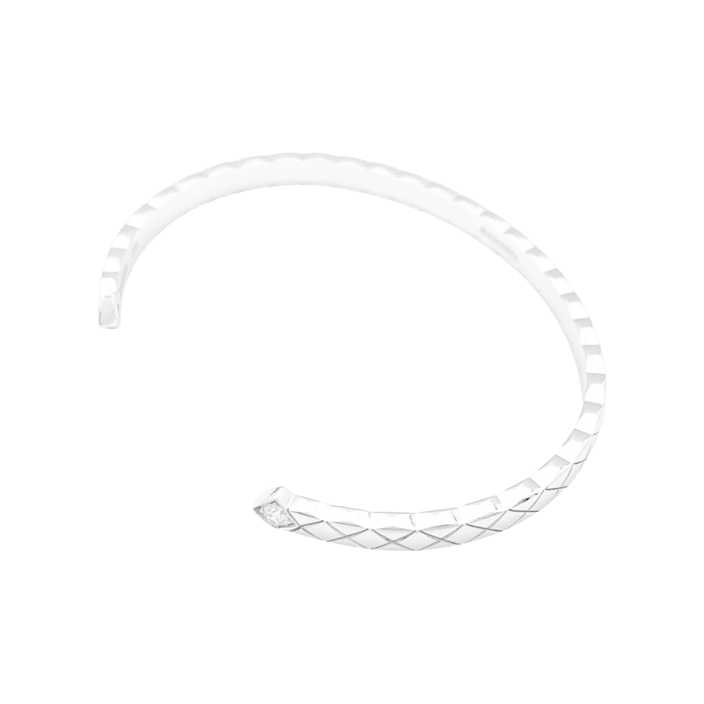 Bracelet Chanel, "Coco Crush", or blanc, diamants.   2