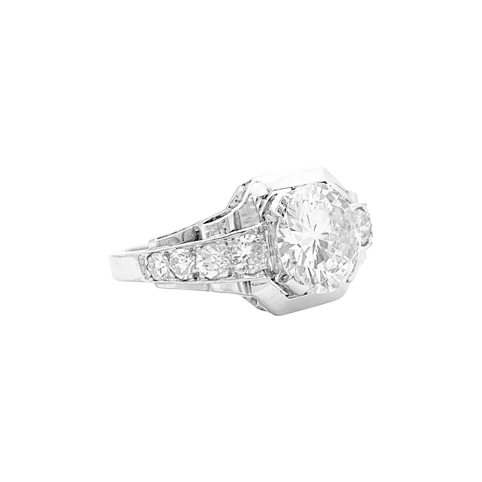 Bague ancienne Art Déco platine, diamants. 2